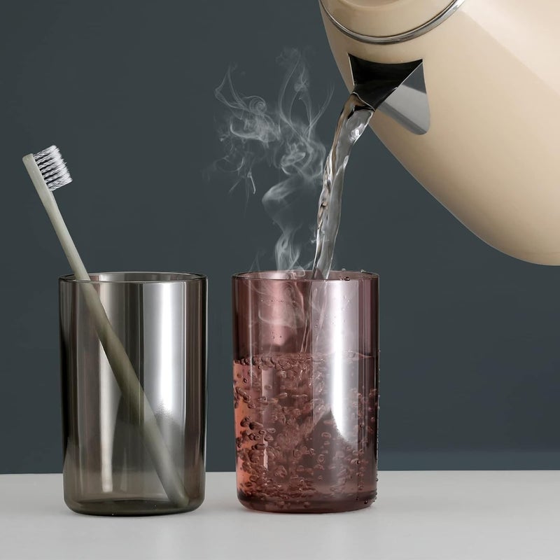 KPTON حامل فرشاة أسنان مثبت على الحائط مع 2 كوب، بلاستيك أبيض - منظم حمام متين لفرش الأسنان ومعجون الأسنان والإكسسوارات، تصميم أنيق موفر للمساحة - Image 3