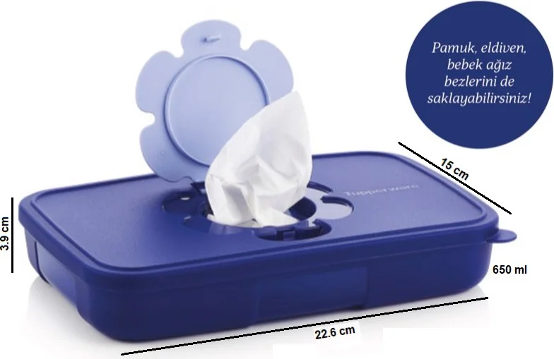 Tupperware Wet Wipes Box 650 ml Navy Blue Thin Wipes Box Hsgl