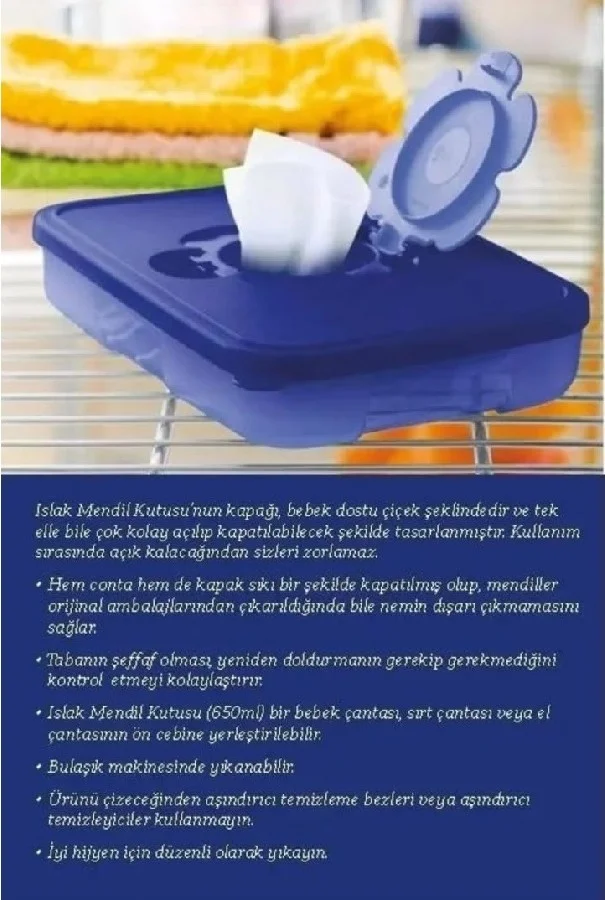 Tupperware Wet Wipes Box 650 ml Navy Blue Thin Wipes Box Hsgl