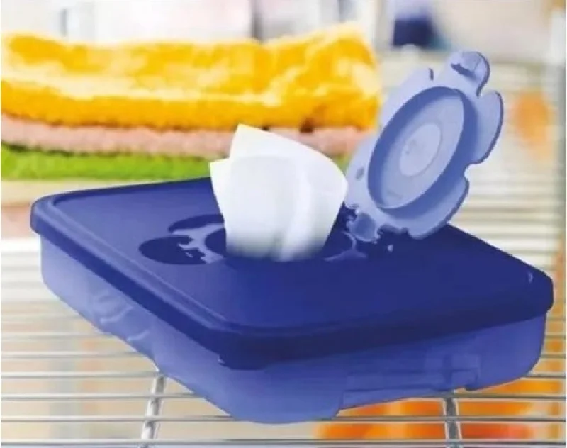 Tupperware Wet Wipes Box 650 ml Navy Blue Thin Wipes Box Hsgl