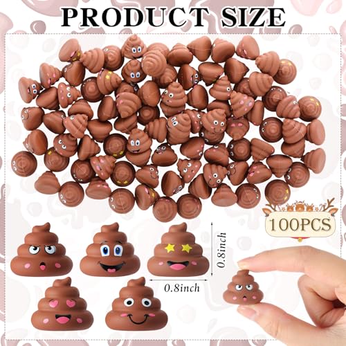 JellyArch 100 Pcs Mini Poop Figurines 5 Styles Tiny Poo Toys Brown Small Fake Poop Figures for Easter Egg Fillers Prank Hide Seek Goodie Bags Piata Stuffers Party Supplies Gifts - Image 5
