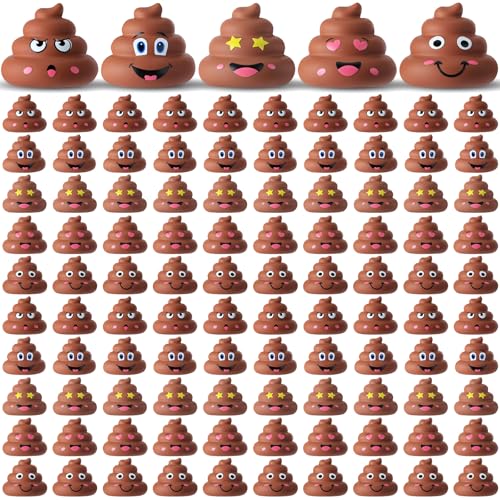 JellyArch 100 Pcs Mini Poop Figurines 5 Styles Tiny Poo Toys Brown Small Fake Poop Figures for Easter Egg Fillers Prank Hide Seek Goodie Bags Piata Stuffers Party Supplies Gifts - Image 1