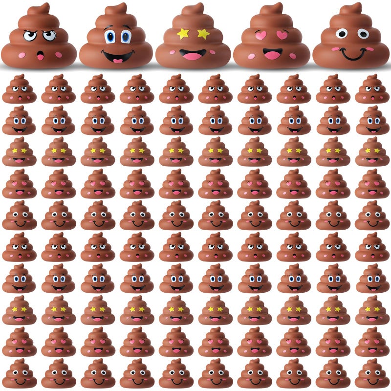 JellyArch 100 Pcs Mini Poop Figurines 5 Styles Tiny Poo Toys Brown Small Fake Poop Figures for Easter Egg Fillers Prank Hide Seek Goodie Bags Piata Stuffers Party Supplies Gifts - Image 3