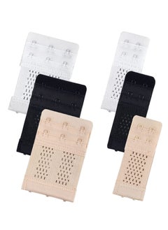 6 Pcs Adjustable Women's Bra Extender 2 Hooks/ 3 Hooks Elastic Extension Strap, Lingerie Extenders, White/Black/Beige 6-Piece Set - 2/3 Hooks, Straps