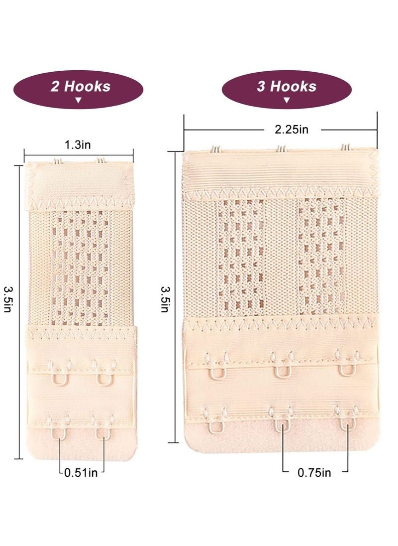 SYOSI - 6 Pcs Adjustable Women's Bra Extender 2 Hooks/ 3 Hooks Elastic Extension Strap, Lingerie Extenders, White/Black/Beige 6-Piece Set - 2/3 Hooks, Straps - Image 1