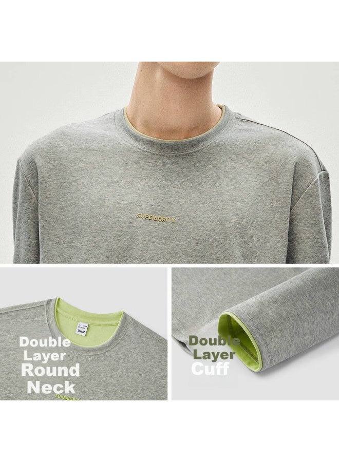Semir Long-sleeve T-shirt For Men, Autumn Contrasting Color Printed Inner Layer, Loose Undershirt, Round Neck Casual Top, 10a525101101 - Image 2