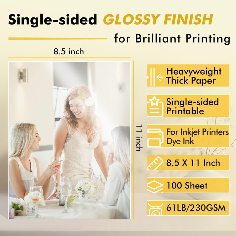 KOALA PAPER Koala Heavyweight Photo Paper High Glossy 8.5x11 Inches for Inkjet Printing 100 Sheets 61LB - Image 2