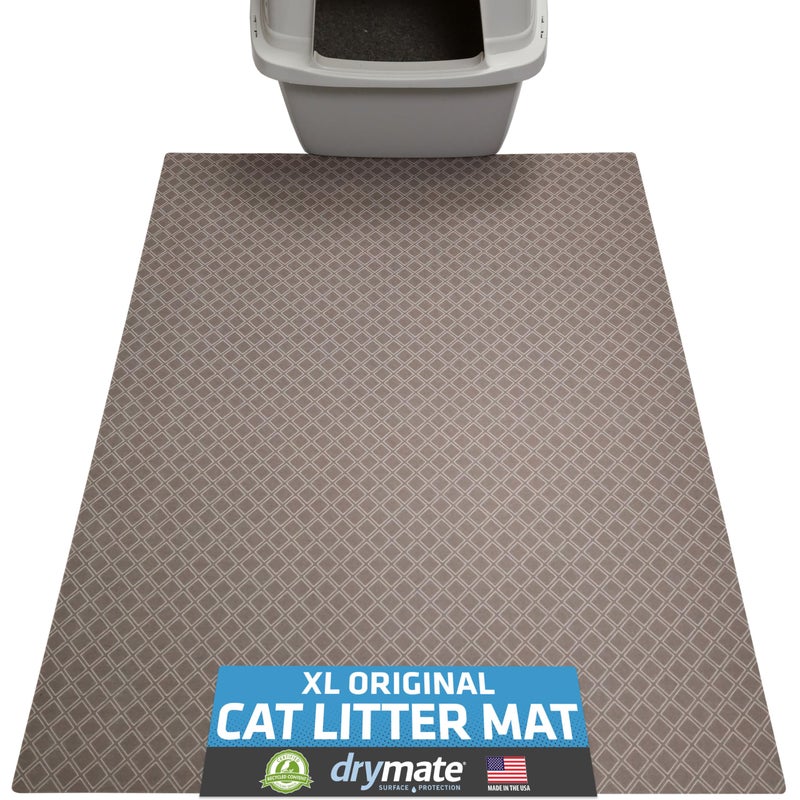 Drymate Cat Litter Box Mat, Litter Trapping Mat, Waterproof, Urine-Proof, Absorbent, Machine Washable, Soft on Paws, Contains Mess, Protects Floors, Kitten Supplies, Taupe, 29x36 XL - Image 1