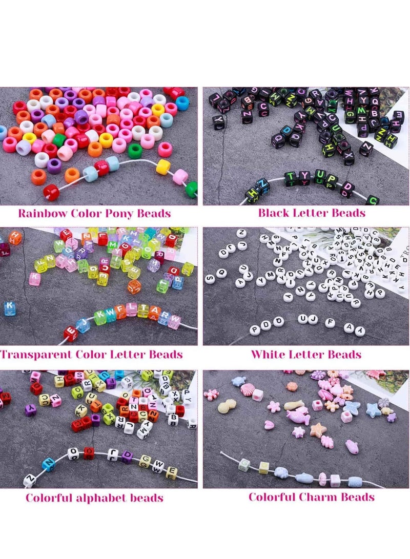 Excefore Bracelet Making Kit, Beads for Bracelets Pony Polymer Clay Letter Jewelry Making, DIY Arts and Crafts Gifts Girls Age 6 7 8 9 10-12 - Image 3