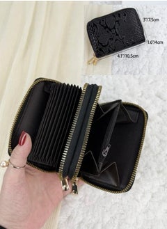SOSEKO Credit Card And Money Wallet Holder Double Layer Zipper Royal Black  - Image 1