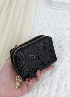 SOSEKO Credit Card And Money Wallet Holder Double Layer Zipper Royal Black  - Image 5