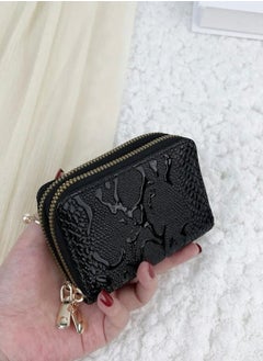 SOSEKO Credit Card And Money Wallet Holder Double Layer Zipper Royal Black  - Image 2