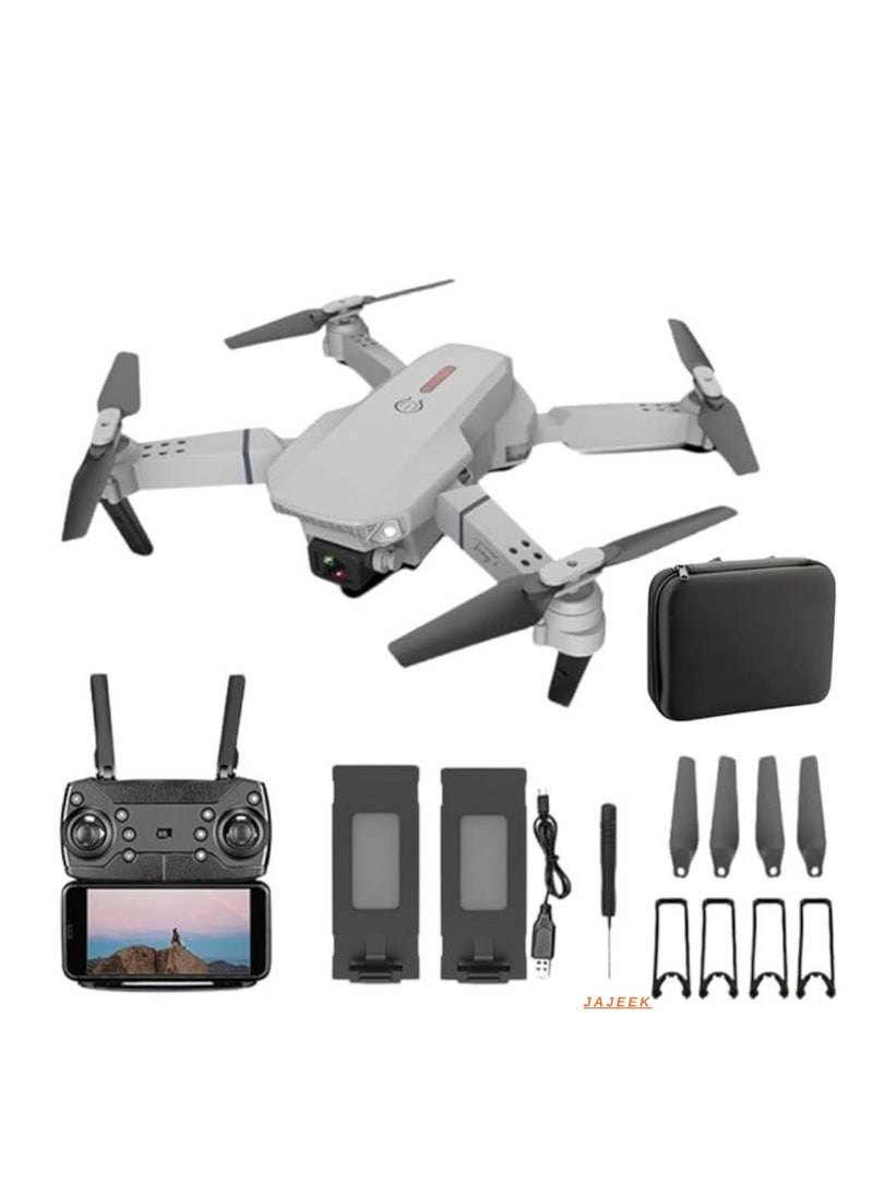 JAJEEK - Foldable Quadcopter Drone with 360° Roll, Dual HD Camera, 150m Range, 25-30 Min Flight Time, Speed Control, Gesture Manipulation, Optical Flow & Avoidance, Includes 2 Batteries, Grey - Image 1
