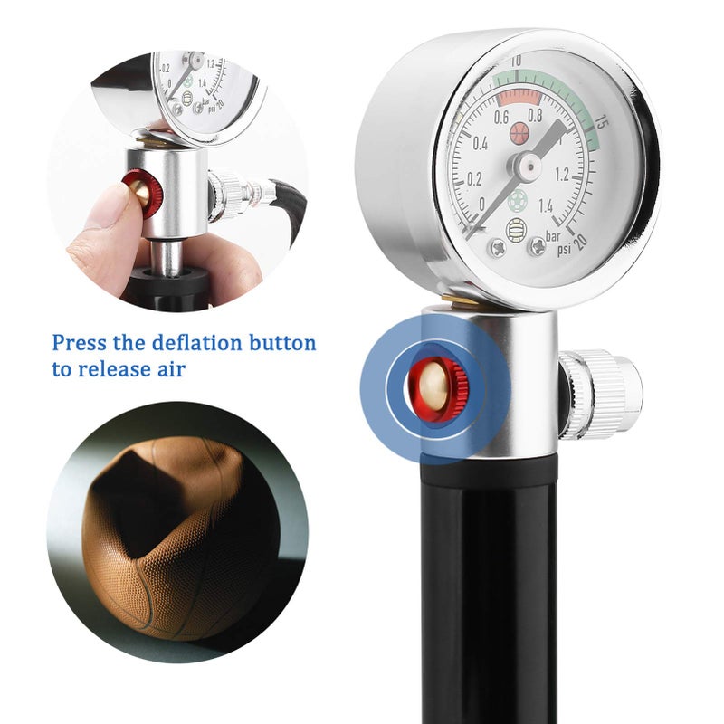 eBall Ball Pump with Pressure Gauge, eBall Sports Ball Air Pump with Inflation Needles & Pressure Release Valve for Basketball, Football, Soccer Ball, Rugby, Volleyball and Other Inflatable Balls - Image 5