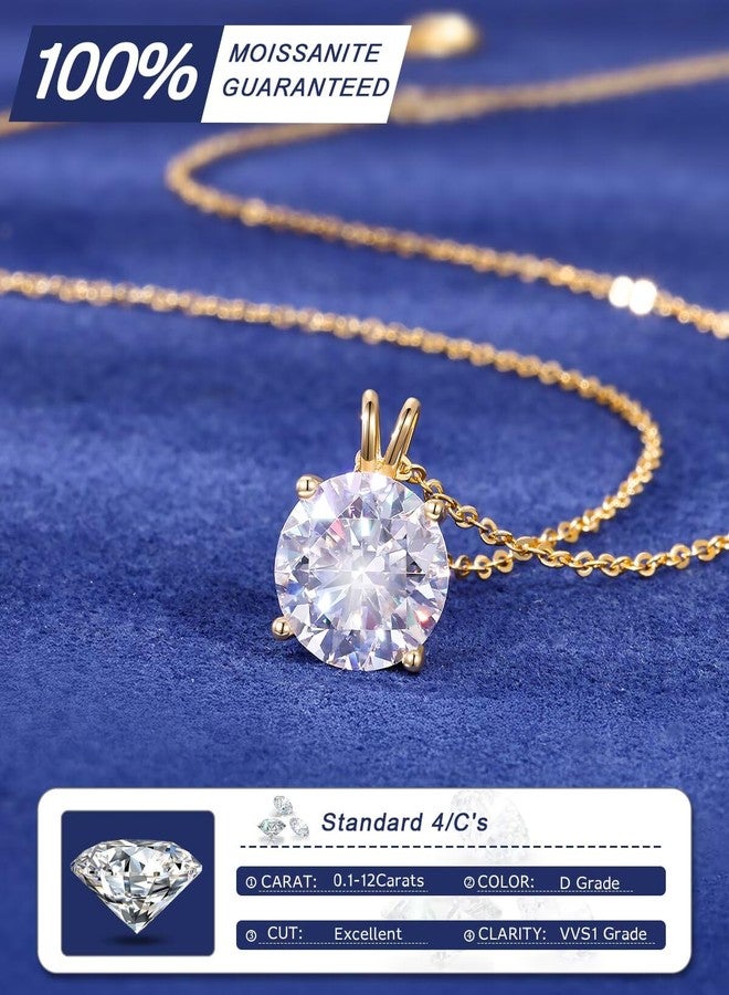 TUHE Moissanite Necklace for Women 0.1-12.0CT(3-15mm) Oval/Round Cut Moissanite Pendant 18k Gold Plated Sterling Silver Necklace D Color VVS1 Solitaire Pendant with 18+2 Inch Chain Jewelry for Mom/Wife - Image 3