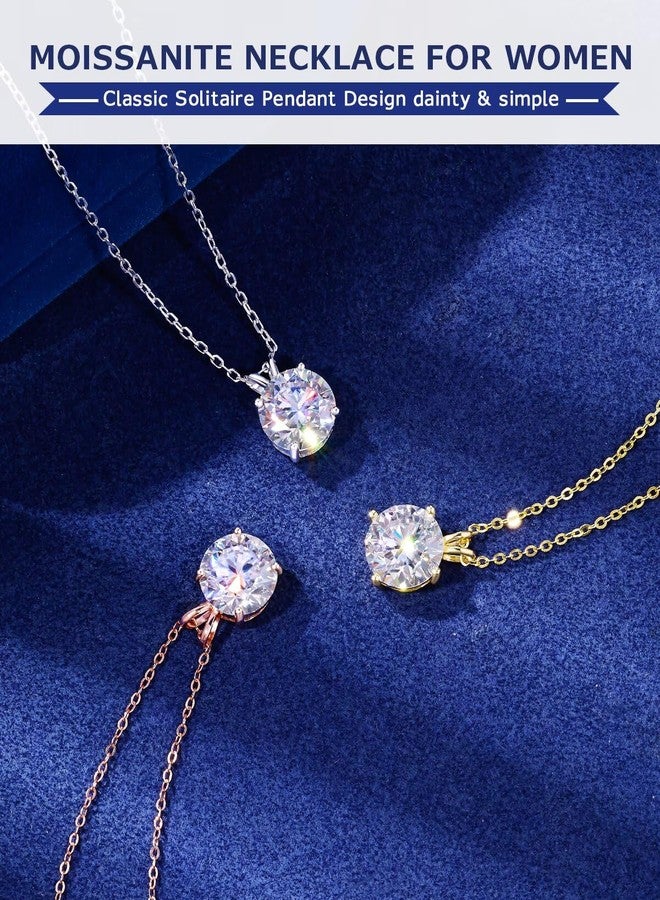 TUHE Moissanite Necklace for Women 0.1-12.0CT(3-15mm) Oval/Round Cut Moissanite Pendant 18k Gold Plated Sterling Silver Necklace D Color VVS1 Solitaire Pendant with 18+2 Inch Chain Jewelry for Mom/Wife - Image 5