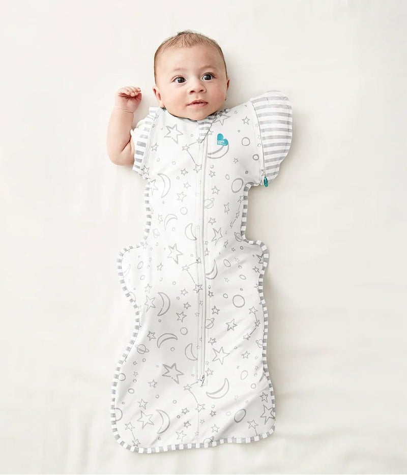 Love To Dream Swaddle Up Transition Bag, Twin Zipper, Arms-Free Baby Sleep Sack with Zip-Off Wings, Soft Stretch Cotton, Hip Healthy, Moderates Ideal Temperature, (6-9 Months), Bamboo Stars & Moon - Image 3