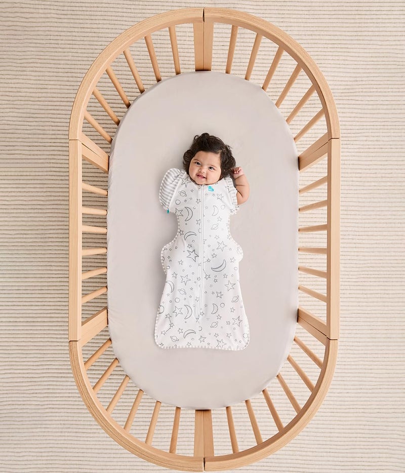 Love To Dream Swaddle Up Transition Bag, Twin Zipper, Arms-Free Baby Sleep Sack with Zip-Off Wings, Soft Stretch Cotton, Hip Healthy, Moderates Ideal Temperature, (6-9 Months), Bamboo Stars & Moon - Image 5