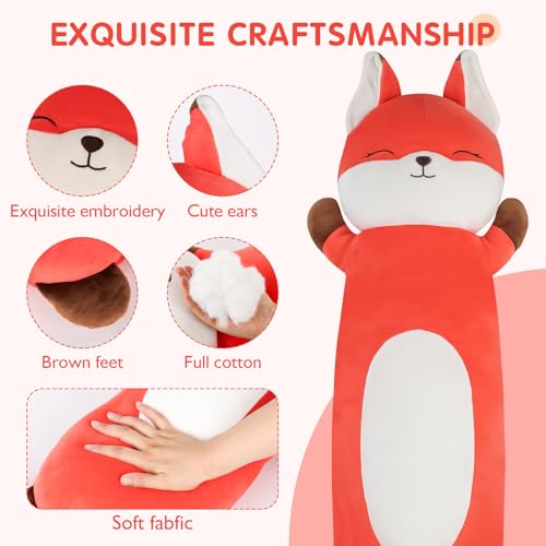 Dalmao 36 inch Orange Fox Stuffed Animal Soft Long Pillow Giant Cute Fox Body Pillow Plushies Toy Gift for Kids Boys Birthday Halloween Christmas - Image 5