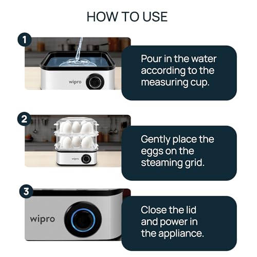 Wipro Elato BE201 4in1 Multicooker 500 Watt - Boils up to 16 Eggs, Steam Rice, Poach Eggs, Cook Vegetables - 3 Boiling Modes, Concurrent Cooking - 2 Year Warranty - Image 2