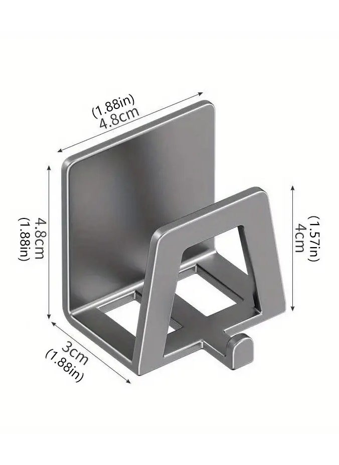 Goolsky 1pc Contemporary Self-Adhesive Sink Storage Rack Hook, Metal Kitchen Organizer For Sponge And Soap, Carbon Steel Drainage Wall Hanging Shelf For Sink Decor And Space Saving  - Image 4