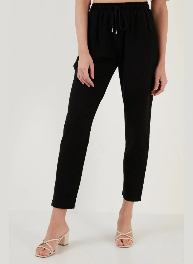 Lela Lela Cotton and Linen Blend High Waist Relaxed Cut Pocketed Trousers Women's TROUSERS 5865019