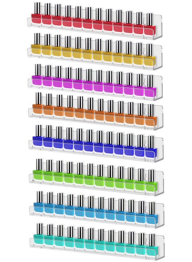 Cerpourt 8 Pack Wall Mounted Shelf,Clear Acrylic Nail Polish Organizer Display, Wall Rack Nail Supplies for Nail Techs - Image 1