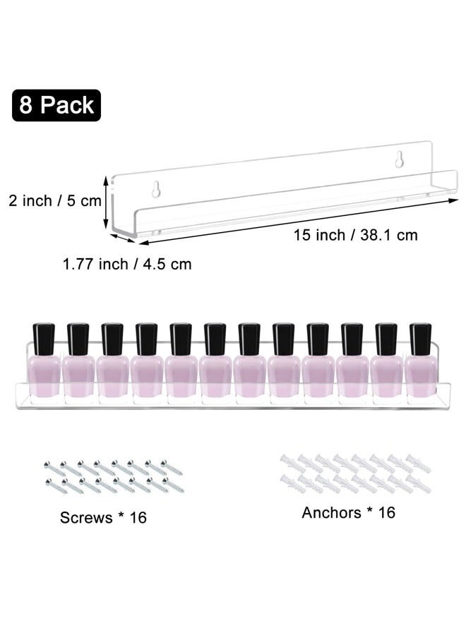 Cerpourt 8 Pack Wall Mounted Shelf,Clear Acrylic Nail Polish Organizer Display, Wall Rack Nail Supplies for Nail Techs - Image 3