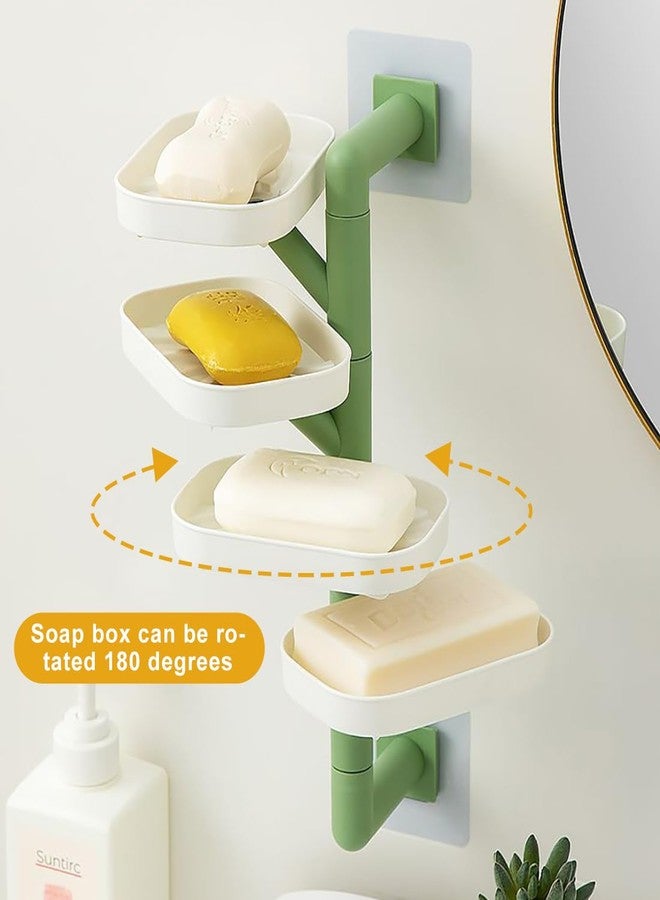PEFWO Soap Holder, 4-Layer Rotating Bar Soap Holder with Self Draining, No Drilling Wall Mounted Soap Dish for Shower, Bathroom, Tub and Kitchen - Image 2