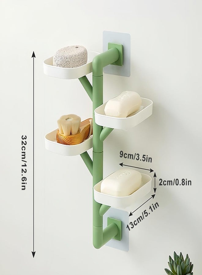 PEFWO Soap Holder, 4-Layer Rotating Bar Soap Holder with Self Draining, No Drilling Wall Mounted Soap Dish for Shower, Bathroom, Tub and Kitchen - Image 5