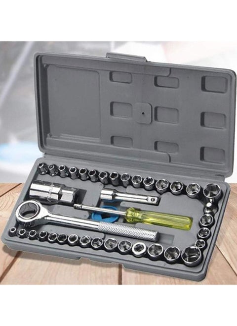 40-Piece Socket Wrench Set with Essential Hex Keys and Screwdrivers