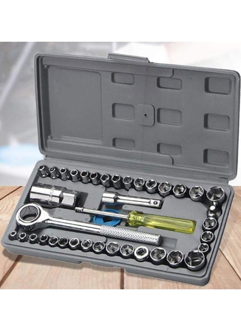 Generic - 40-Piece Socket Wrench Set with Essential Hex Keys and Screwdrivers - Image 1