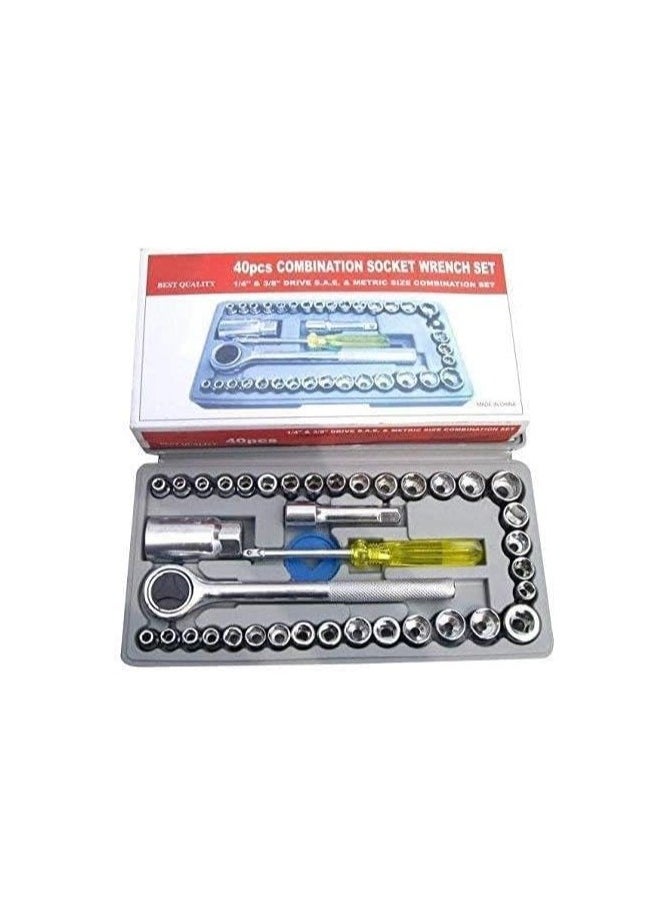 Generic - 40-Piece Socket Wrench Set with Essential Hex Keys and Screwdrivers - Image 1