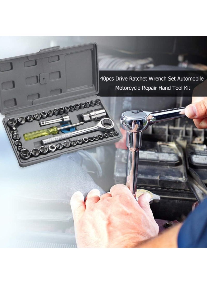 Generic - 40-Piece Socket Wrench Set with Essential Hex Keys and Screwdrivers - Image 1