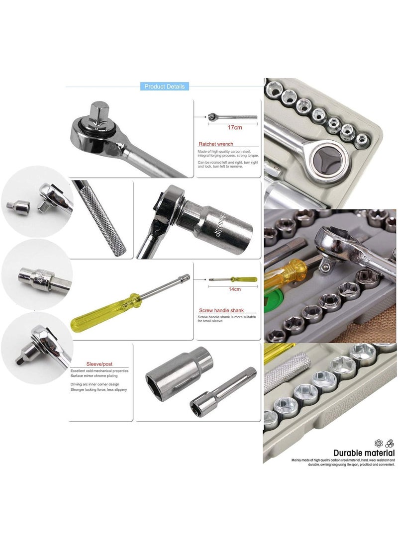 Generic - 40-Piece Socket Wrench Set with Essential Hex Keys and Screwdrivers - Image 1