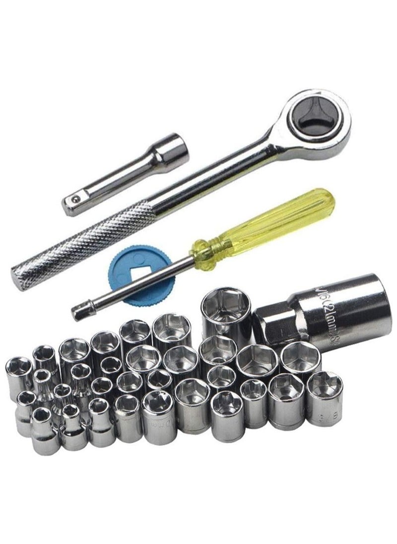 Generic - 40-Piece Socket Wrench Set with Essential Hex Keys and Screwdrivers - Image 1