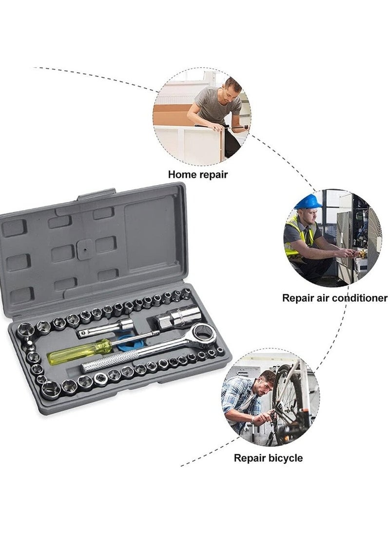 Generic - 40-Piece Socket Wrench Set with Essential Hex Keys and Screwdrivers - Image 1