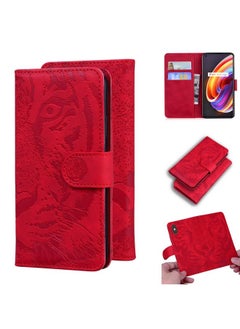 HuHa Case Cover For Realme X7 Pro 5G Tiger Embossing Pattern Horizontal Flip Leather Case with Holder & Card Slots & Wallet Red 