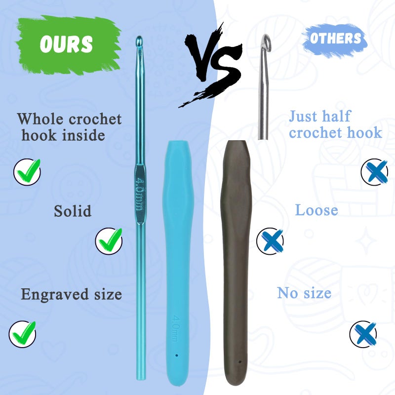 Coopay Crochet Hooks Ergonomic Soft Grip, 2mm-6mm Metal Crochet Set for Beginners, 19PCS Knitting Yarn Hook Kit w Stitch Marker, Knitting Needles for Arthritic Hands, Best DIY Craft Gift for Christmas - Image 4