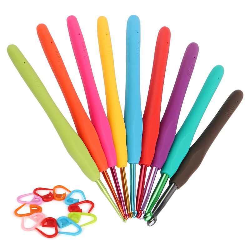 Coopay Crochet Hooks Ergonomic Soft Grip, 2mm-6mm Metal Crochet Set for Beginners, 19PCS Knitting Yarn Hook Kit w Stitch Marker, Knitting Needles for Arthritic Hands, Best DIY Craft Gift for Christmas - Image 1