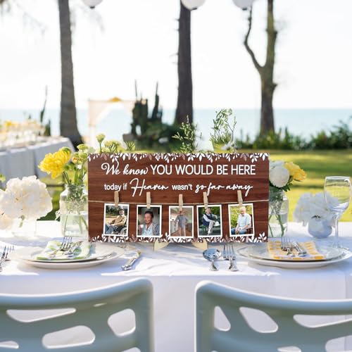 ElasignShopo Wedding Rustic In Loving Memory Wooden Sign With 5 Clips Memorial Wood Sign Wedding Decor for Reception Ceremony Table Picture Hanging Board to Honor Souls Eucalyptus Heaven Decorations, 16 x 8’’ - Image 3