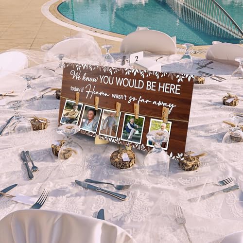 ElasignShopo Wedding Rustic In Loving Memory Wooden Sign With 5 Clips Memorial Wood Sign Wedding Decor for Reception Ceremony Table Picture Hanging Board to Honor Souls Eucalyptus Heaven Decorations, 16 x 8’’ - Image 5