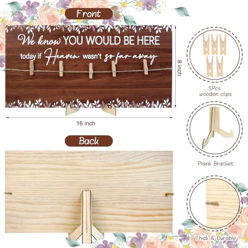ElasignShopo Wedding Rustic In Loving Memory Wooden Sign With 5 Clips Memorial Wood Sign Wedding Decor for Reception Ceremony Table Picture Hanging Board to Honor Souls Eucalyptus Heaven Decorations, 16 x 8’’ - Image 2