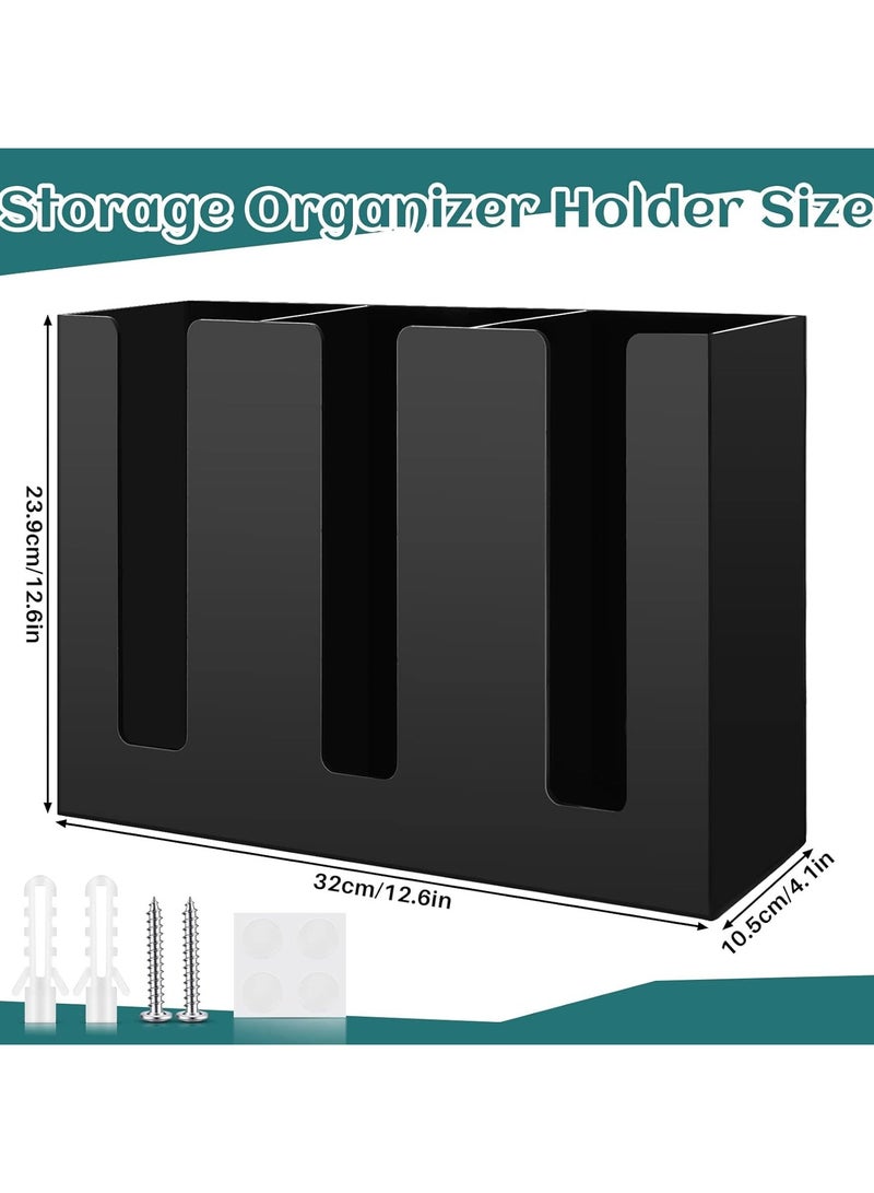TPGP 3 Compartments Acrylic Coffee Cup Dispenser Organizer Paper Cup Lid Sleeve Holder Disposable Cup Organizer Coffee Shop Supplies Paper Cup Holder Cup Storage Organizer for Counter Wall (Black) - Image 2