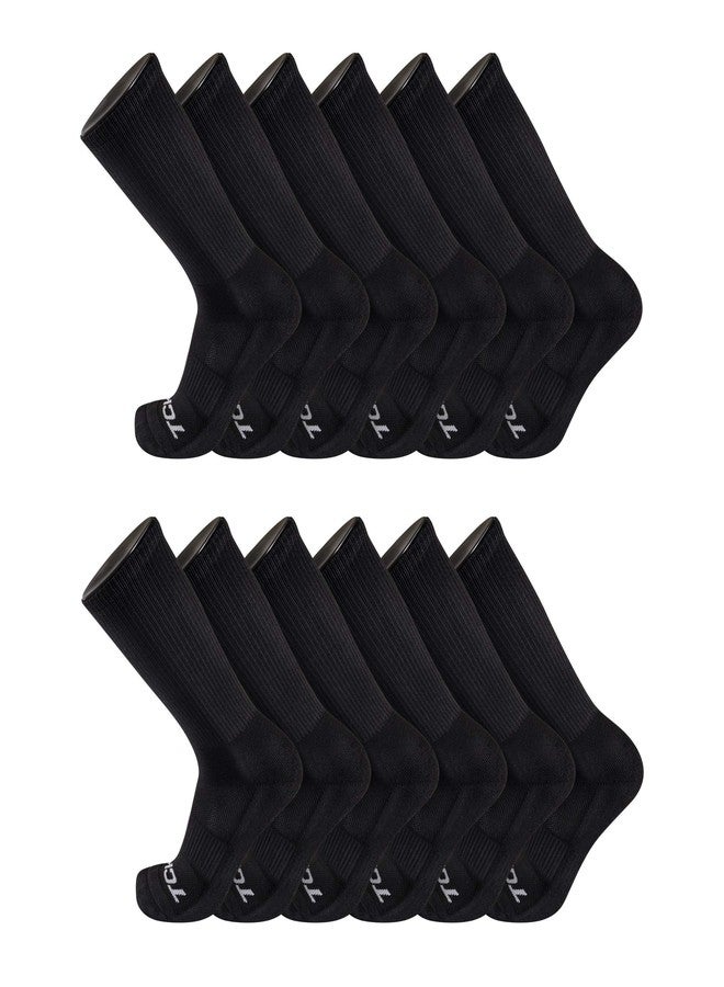 TCK Work & Athletic Crew Socks - Large, Black, 12-Pack - Image 1