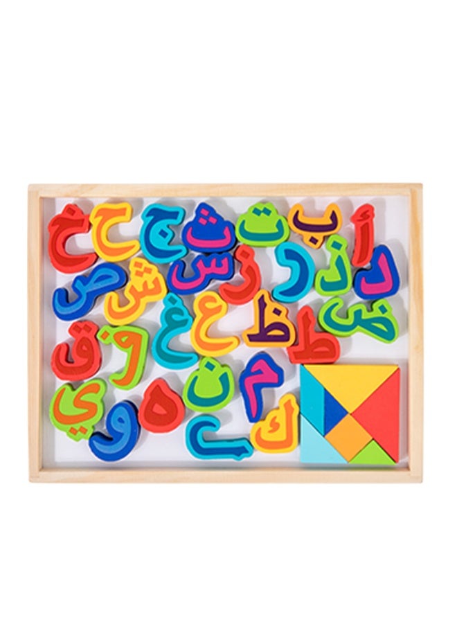 35-piece wooden Arabic puzzle building blocks - Image 1