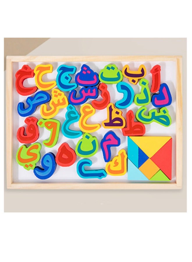 35-piece wooden Arabic puzzle building blocks - Image 2