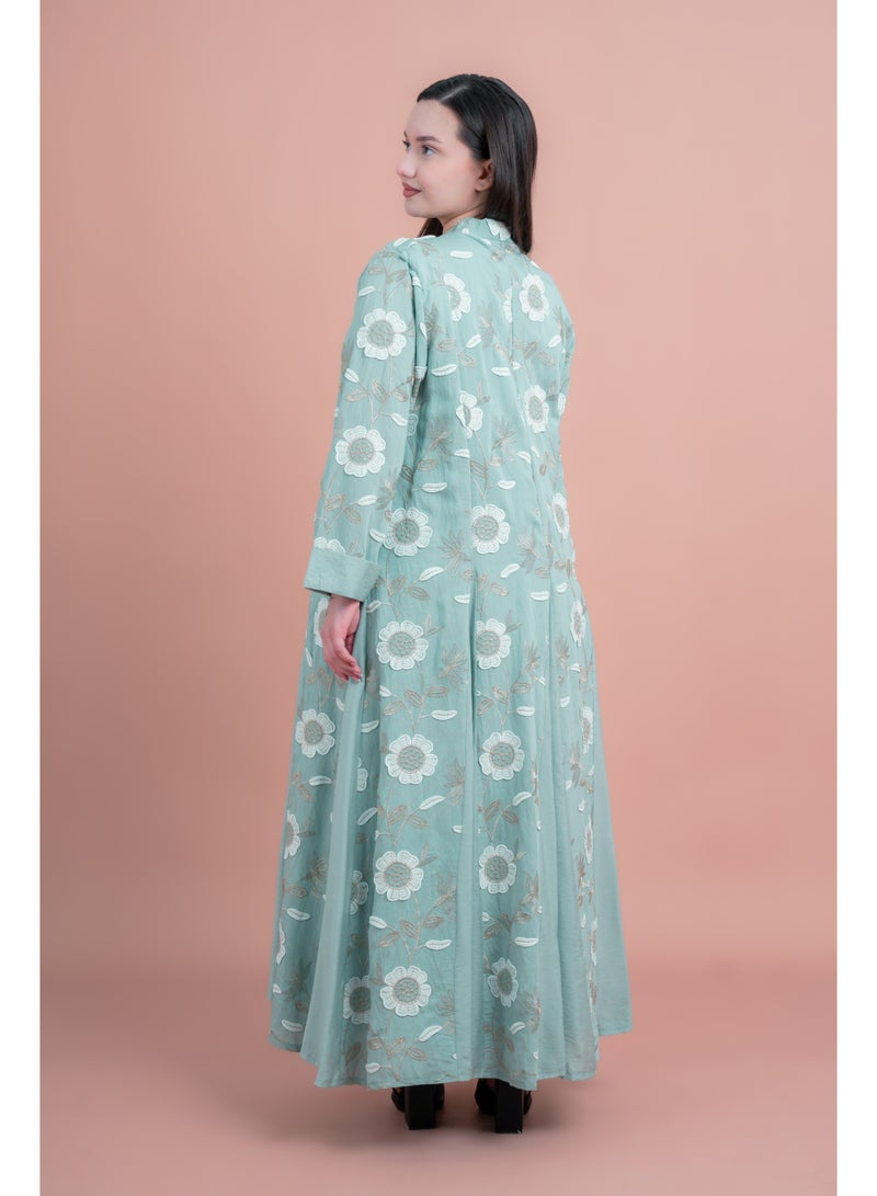 اكسا جلابية عصرية مطرزة بالورود - Image 2