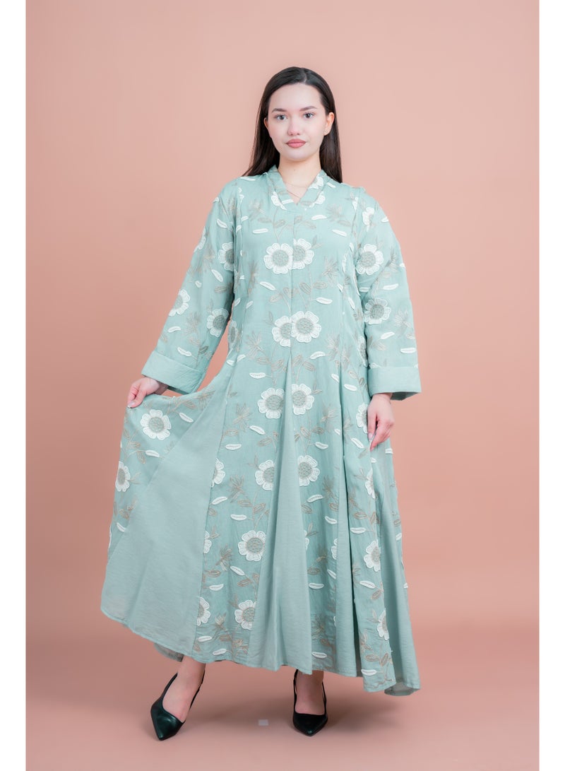 اكسا جلابية عصرية مطرزة بالورود - Image 1