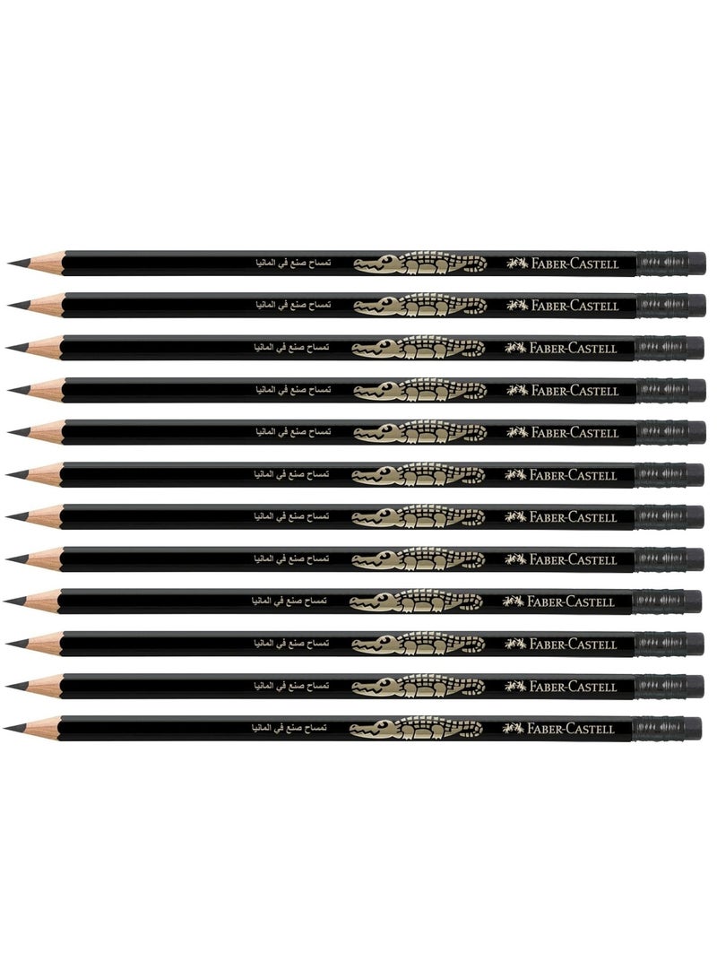 FABER-CASTELL 12 قطعة من أقلام الجرافيت 2.0 على شكل تمساح مع طرف ممحاة - Image 3